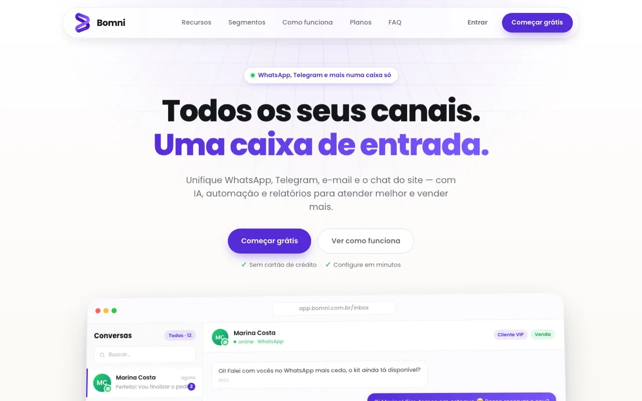 Outra tela do Bomni