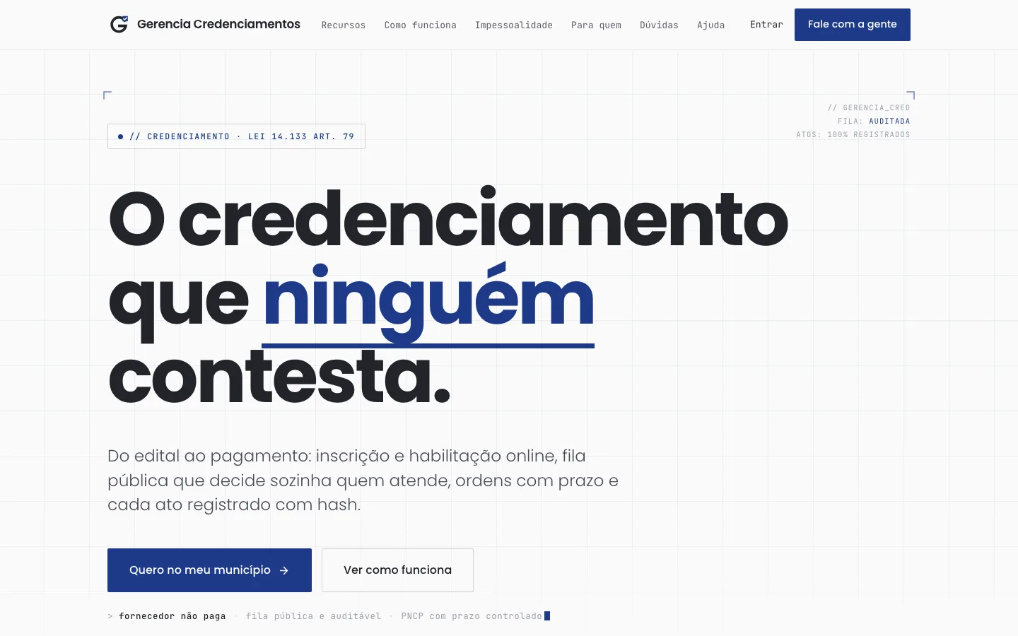 Tela do Gerencia Credenciamentos