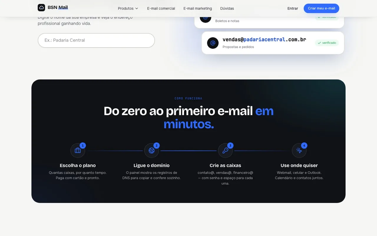 Outra tela do BSN Mail