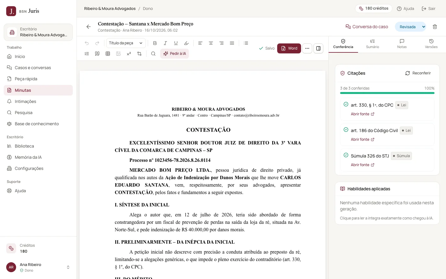 Tela do BSN Juris